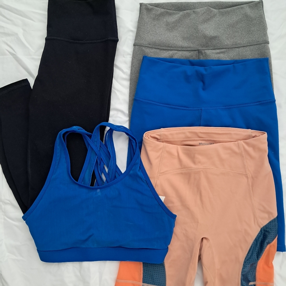 Fabletics Activewear Set - Black, Gray, Blue, Peach